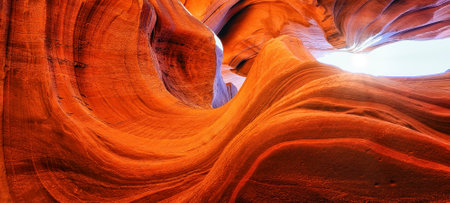 Beauty of eroded Navajo Sandstone in the Antelope Canyon, a slot canyon in Arizona, USA, Page, Arizona, United States of Americaの写真素材