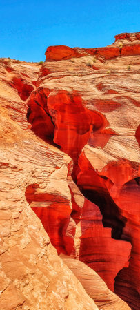 Beauty of eroded Navajo Sandstone in the Antelope Canyon, a slot canyon in Arizona, USA, Page, Arizona, United States of Americaの写真素材