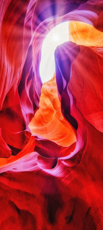 Beauty of eroded Navajo Sandstone in the Antelope Canyon, a slot canyon in Arizona, USA, Page, Arizona, United States of Americaの写真素材
