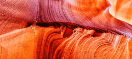 Beauty of eroded Navajo Sandstone in the Antelope Canyon, a slot canyon in Arizona, USA, Page,...