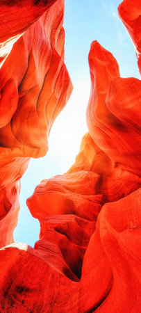 Beauty of eroded Navajo Sandstone in the Antelope Canyon, a slot canyon in Arizona, USA, Page, Arizona, United States of Americaの写真素材
