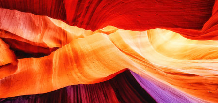 Beauty of eroded Navajo Sandstone in the Antelope Canyon, a slot canyon in Arizona, USA, Page, Arizona, United States of Americaの写真素材