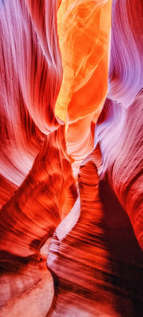 Beauty of eroded Navajo Sandstone in the Antelope Canyon, a slot canyon in Arizona, USA, Page, Arizona, United States of Americaの写真素材