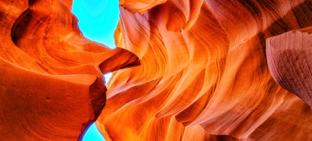 Beauty of eroded Navajo Sandstone in the Antelope Canyon, a slot canyon in Arizona, USA, Page, Arizona, United States of Americaの写真素材