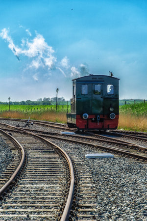 Vintage Steam locomotive back view in The Netherlandsの写真素材
