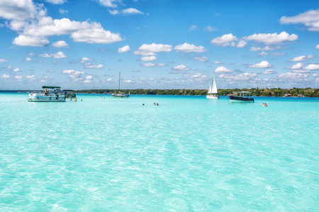 Beautiful Bacalar, most known for its stunning Lagoon of Seven Colors, is located in souther Quintana Roo, Mexicoの写真素材