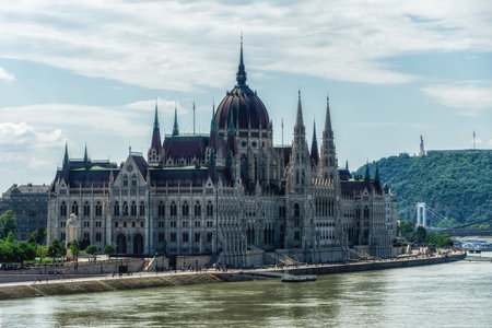 Hungarian parliament building in Budapest, Hungaryの写真素材
