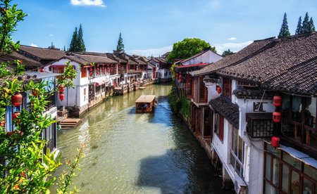 Zhujiajiao is an ancient town located in the Qingpu District of Shanghai.This is a water town was established about 1,700 years agoの写真素材