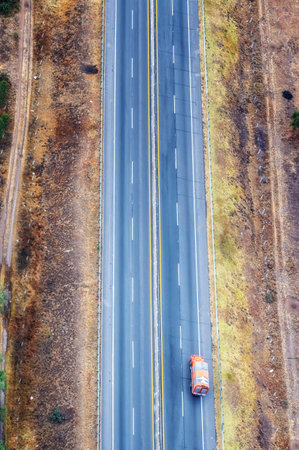 Aerial view of a highway in Central Mexicoの写真素材