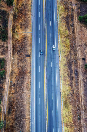 Aerial view of a highway in Central Mexicoの写真素材