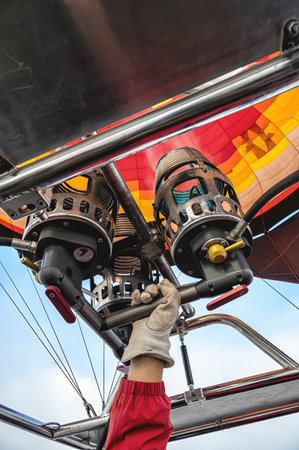 A Hot Air Balloon burners in operation.の写真素材