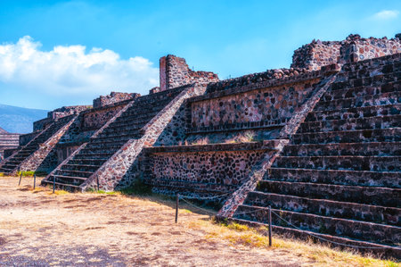 Landmark Teotihuacan pyramids complex located in Mexican Highlands and Mexico Valley close to Mexico City.の写真素材