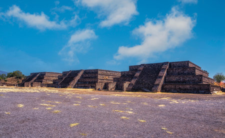 Landmark Teotihuacan pyramids complex located in Mexican Highlands and Mexico Valley close to Mexico City.の写真素材
