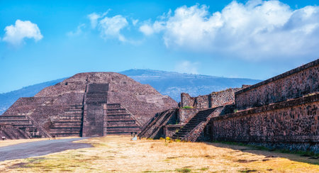 The Temple of the Moon in the ancient city of Teotihuacan Mexicoの写真素材