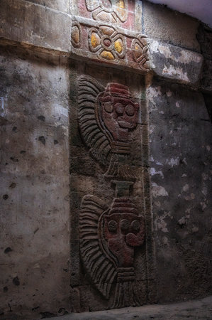 Wall painting in Teotihuacan, an ancient Mesoamerican city located in the Valley of Mexicoの写真素材