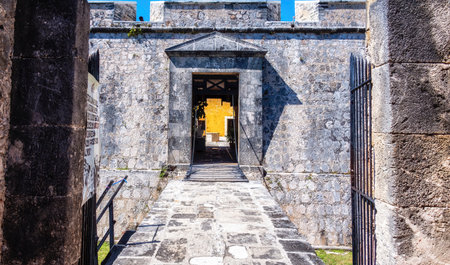 Entrance of Fort San Miguel in Campeche, Mexico