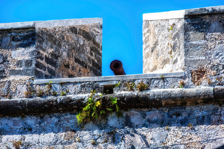 Entrance of Fort San Miguel in Campeche, Mexicoの写真素材