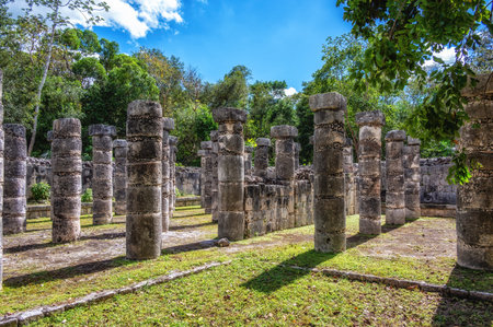 Thousand Pillars - Columns at Chichen Itza, Yucatan, Mexico