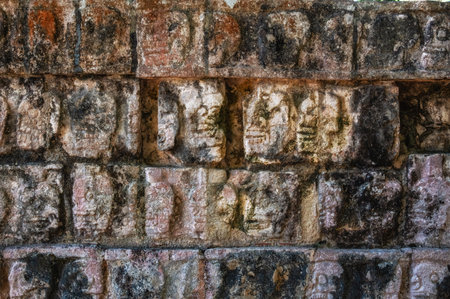 Tzompantli Wall of Skulls at Chichen Itza - Yucatan, Mexico