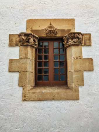 Windows of a typical house in Mediterranean town of Sitges, Catalonia.の写真素材