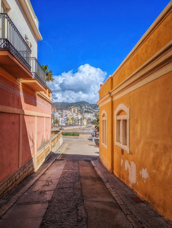 Alley in the Sitges old town, a seaside resort in Catalonia ,Spainの写真素材