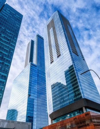 Photograph of the financial district in Edmonton Alberta Canada on a sunny day.の写真素材
