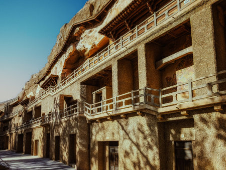 Mogao Grottoes is located in Dunhuang at the west end of Hexi Corridor, East Chinaの写真素材