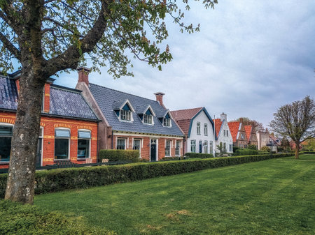 View of Schiermonnikoog village on Wadden island of Schiermonnik, The Netherlandsの写真素材
