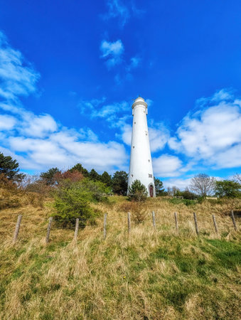 Zuidertoren Lighthouse on Schiermonnikoog, one of the West Frisian islands in the Wadden Sea, Friesland, Netherlands.の写真素材