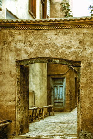 View on traditional Uyghur houses in Kashgar Old Town, Xinjiang, Chinaの写真素材