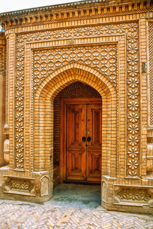 Arabic style decorated buildings in the streets of Kashgar Ancient Town, Chinaの写真素材