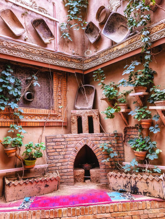 Arabic style decorated buildings in the streets of Kashgar Ancient Town, Chinaの写真素材