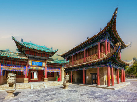 Guan Yu temple, inside Jiayuguan fort, the first pass at the west end of the Great Wall of China,...