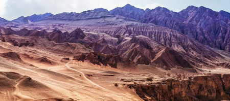 Red Valley in Turpan, Xinjiang Uyghur Autonomous Region, Chinaの写真素材