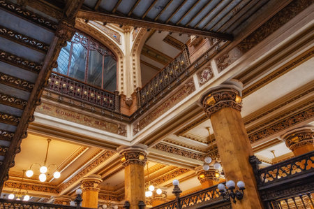 Historic Main Post Office in Mexico City, Mexico. The Palacio de Correos de Mexico or the (Correo Mayor)の写真素材
