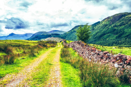 Beginning of the Foothpath to the summit of Ben Nevis, Fort William, Scotland. UK.の写真素材
