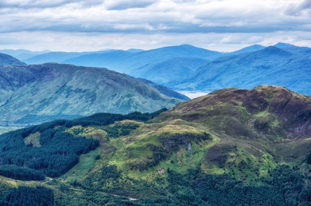 A beautiful shot of the rural hills from a Ben Nevis Viewpoint, Scottish Highlands