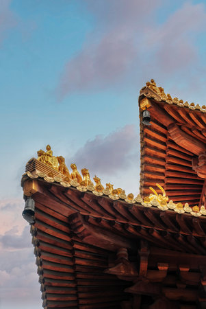The Essence of Traditional Asian Architecture Featuring Ornate Roofs and Beautiful Balconies at...