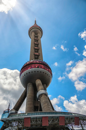 Oriental Pearl Tower is a famous tourist attractions in Shanghai, China.の写真素材