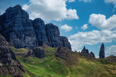 Rock formation at the Old man of storr on Scottish Isle of Skye