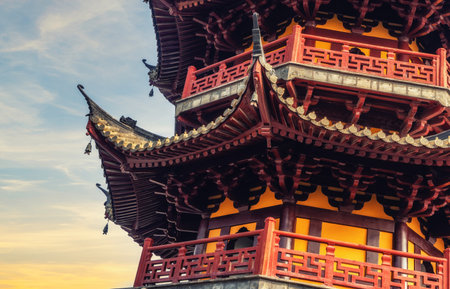 Ancient Longhua Pagoda at the Longhua Temple, a Buddhist Temple dedicated to the Maitreya Buddha. It...