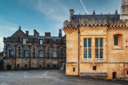 Great Hall with yellow limewash, Stirling Castle, Scotland, UKの写真素材