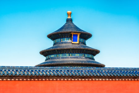 The historical ancient buildings of the Temple of Heaven in Beijing. It was the place where emperors of the Ming and Qing dynasties offered sacrifices to heaven and prayed for abundant harvests. Its unique architectural art and cultural symbolic significance have been included in the World Cultural Heritage list.ï¼の写真素材