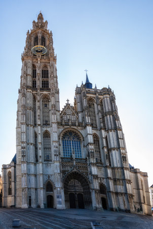 The Cathedral of Our Lady in the city centre of Antwerp, Flanders, Belgiumの写真素材