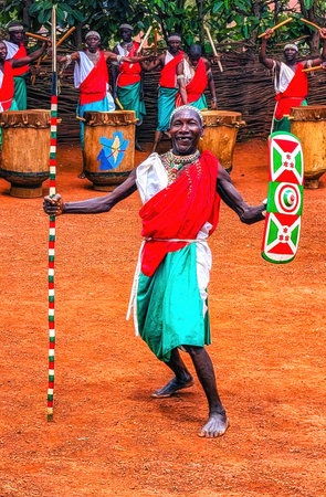 Burundi, Africa - 2 October 2025: Traditional Burundian dance with typical drums, Burundi, Africaのeditorial素材