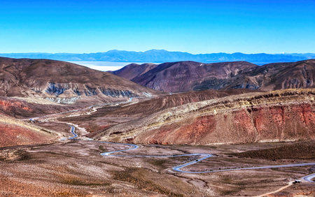 Typical Landscape of The Cuesta de Lipan, near Purmamarca, Jujuy Province, Argentina, South Americaの写真素材