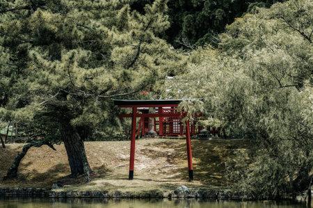 Small shrine at Todai-ji Temple in Nara, Japanの写真素材
