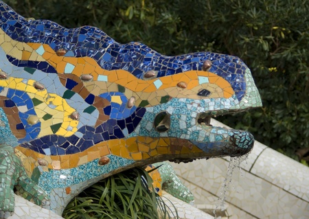 BARCELONA, SPAIN - APRIL 24  The famous Park Guell on April 24, 2012 in Barcelona, Spain  Park Guell is the famous park designed by Antoni Gaudi and built in the years 1900 to 1914のeditorial素材