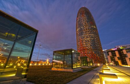 BARCELONA, SPAIN - JANUARY 30  Torre Agbar on January , 2013 in Barcelona, Spain  The 38-storey tower, placed in the Tecal District of the city, was designed by famous architect Jean Nouvelのeditorial素材