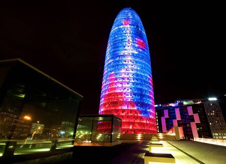 BARCELONA, SPAIN - JANUARY 30  Torre Agbar on January , 2013 in Barcelona, Spain  The 38-storey...